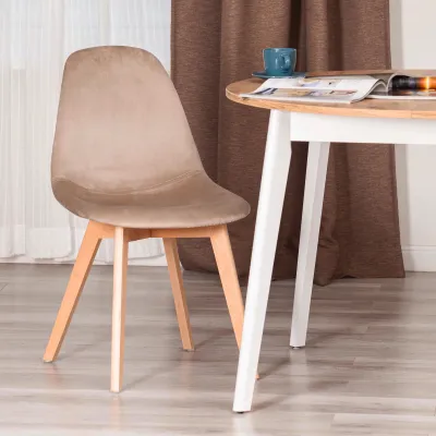 Стул CINDY SOFT (mod. C1021F1-1) - велюр/дерево бук, 55 х 48 х 83 см, коричневый HLR12 / натуральный