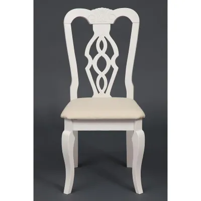 Стул - Афродита/ Aphrodite - дерево гевея, 46х54х99см, Ivory white, ткань кремовая с рисунком (3321)