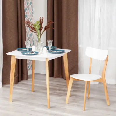 Стул Claire - дерево гевея, МДФ, 48 x 49,5 x 81,5 x SH44см, White (Белый) / Natural (натуральный)