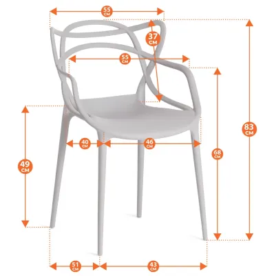 Стул Cat Chair (mod. 028) / 1 шт. в упаковке - пластик, 53 x 59 x 82,5 см, черный (Black 3010)