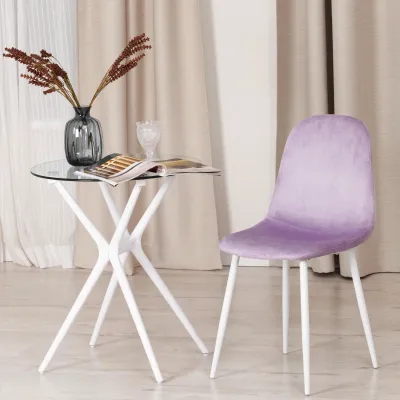 Стул BREEZE (mod. 4724) / 1 шт. в упаковке - вельвет/металл, 44 х 53 х 87 см, Light lavander (светло-лавандовый) HLR26 / белый