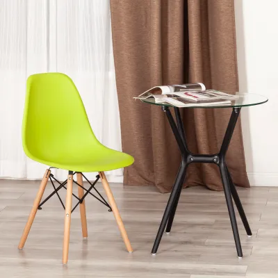 Стул CINDY (EAMES) (mod. 1801) - дерево бук/металл/сиденье пластик, 45x51x82 см, Olive (оливковый)
